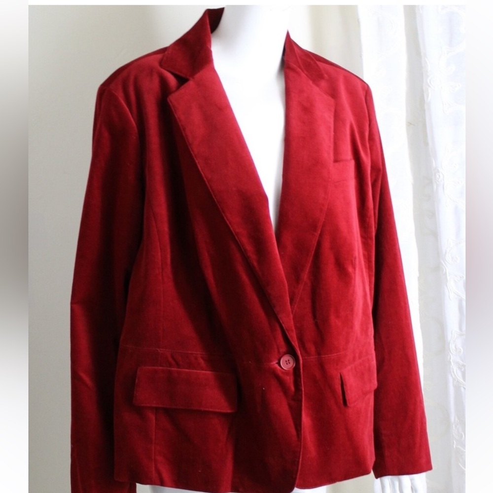 Talbots Vibrant Red velvet Blazer size 22w holiday